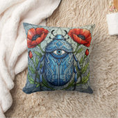 Stained Glass Beetle Eye Poppies Unique Bug Insect クッション (ブランケット)