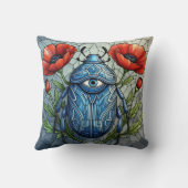 Stained Glass Beetle Eye Poppies Unique Bug Insect クッション (裏面)