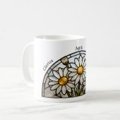 Stained Glass Birth Flower April Daisy Name コーヒーマグカップ (正面左)