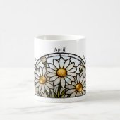 Stained Glass Birth Flower April Daisy Name コーヒーマグカップ (中央)