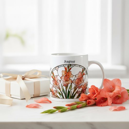 Stained Glass Birth Flower August Gladiolus Name コーヒーマグカップ