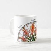 Stained Glass Birth Flower August Gladiolus Name コーヒーマグカップ (正面左)
