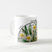 Stained Glass Birth Flower December Narcissus   コーヒーマグカップ (正面左)