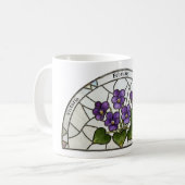 Stained Glass Birth Flower February Violet Name コーヒーマグカップ (正面左)