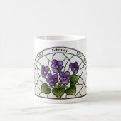 Stained Glass Birth Flower February Violet Name コーヒーマグカップ (中央)