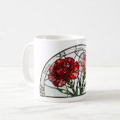 Stained Glass Birth Flower January Carnation Name コーヒーマグカップ (正面左)