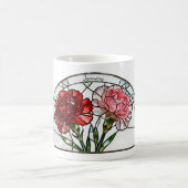 Stained Glass Birth Flower January Carnation Name コーヒーマグカップ (中央)