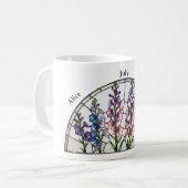 Stained Glass Birth Flower July Larkspur Name コーヒーマグカップ (正面左)