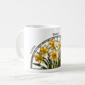 Stained Glass Birth Flower March Daffodil Name コーヒーマグカップ (正面左)