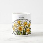 Stained Glass Birth Flower March Daffodil Name コーヒーマグカップ (中央)
