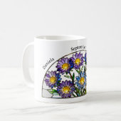 Stained Glass Birth Flower September Aster Name コーヒーマグカップ (正面左)