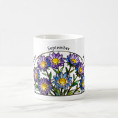 Stained Glass Birth Flower September Aster Name コーヒーマグカップ (中央)