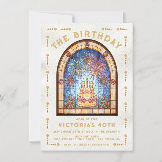 Stained Glass Birthday Party Cake Tarot Card 招待状 (正面)