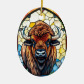 Stained Glass Bison Buffalo Tribal Animal Art セラミックオーナメント (正面)