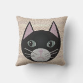 Stained Glass Black Cat, Beige クッション (裏面)