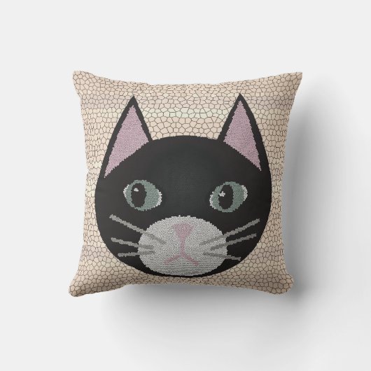 Stained Glass Black Cat, Beige クッション (裏面)