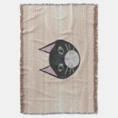 Stained Glass Black Cat, Beige スローブランケット (正面縦)
