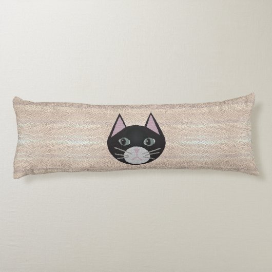 Stained Glass Black Cat, Beige ボディピロー (裏面)