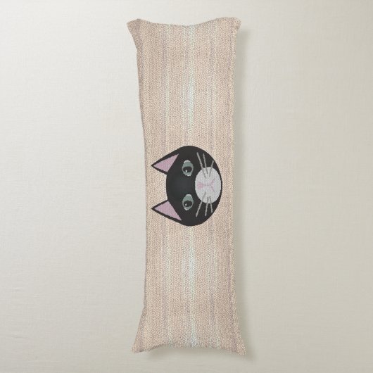 Stained Glass Black Cat, Beige ボディピロー (正面縦)