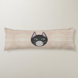Stained Glass Black Cat, Beige ボディピロー