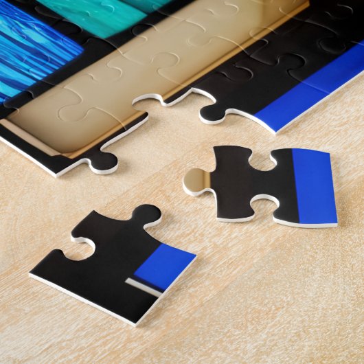 Stained Glass Black Cat Jigsaw Puzzle ジグソーパズル (側面)