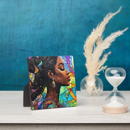 Stained Glass Black Woman Art Mosaic フォトプラーク (インサイチュ)