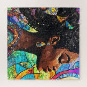 Stained Glass Black Woman Art Mosaic Jigsaw Puzzle ジグソーパズル (横)