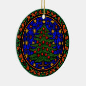 Stained Glass Blue Night Christmas Tree セラミックオーナメント (右)