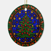Stained Glass Blue Night Christmas Tree セラミックオーナメント (左)