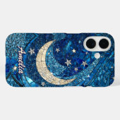 Stained glass blue silver moon Case-Mate iPhoneケース (裏面 (横))