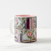Stained Glass Bookshelf Mug | Book Lover Gift ツートーンマグカップ (正面左)