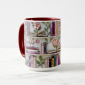 Stained Glass Bookshelf Mug | Book Lover Gift マグカップ (正面左)