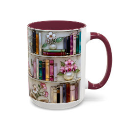 Stained Glass Bookshelf Mug | Book Lover Gift マグカップ