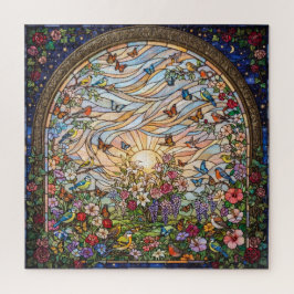 Stained Glass Butterfly Garden Jigsaw Puzzle  ジグソーパズル