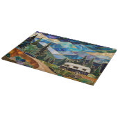 Stained Glass Camper Mountain Landscape カッティングボード (角)