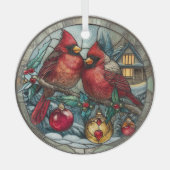 Stained Glass Cardinal Christmas Magic  ガラスオーナメント (正面)