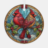 Stained Glass Cardinals on Holly Branch  ガラスオーナメント (裏面)