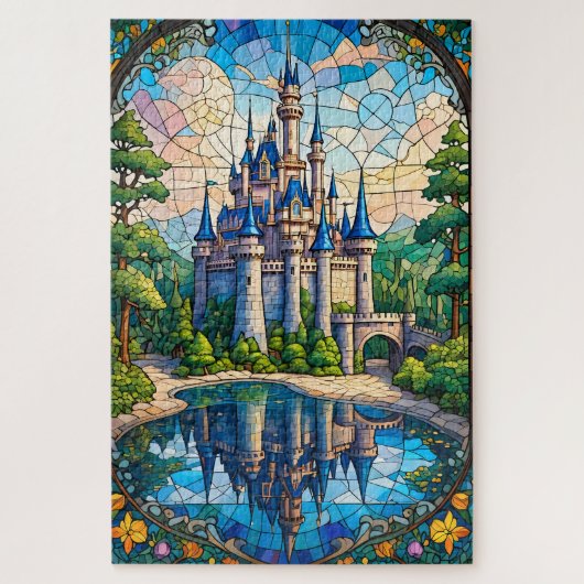 Stained Glass Castle Jigsaw Puzzle ジグソーパズル (縦)