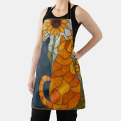 Stained Glass Cats and Sunflowers Art Design エプロン (インサイチュ)