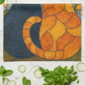 Stained Glass Cats and Sunflowers Art Design キッチンタオル (折り畳み)