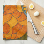 Stained Glass Cats and Sunflowers Art Design キッチンタオル (四つ折り)