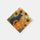 Stained Glass Cats and Sunflowers Art Design スタンダードカクテルナプキン (角)