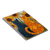 Stained Glass Cats and Sunflowers Art Design ノートブック (右側)