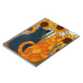 Stained Glass Cats and Sunflowers Art Design ノートブック (左側)