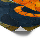 Stained Glass Cats and Sunflowers Art Design ポスター (角)