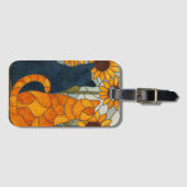 Stained Glass Cats and Sunflowers Art Design ラゲッジタグ (正面横)