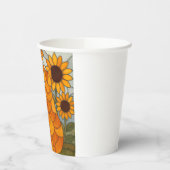 Stained Glass Cats and Sunflowers Art Design 紙コップ (左)