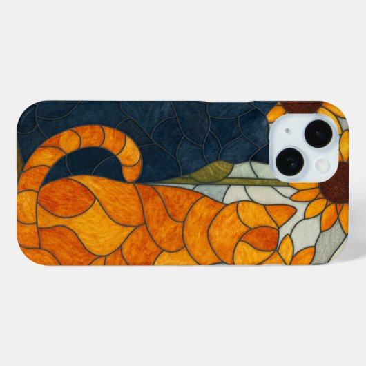 Stained Glass Cats and Sunflowers Art Design Case-Mate iPhoneケース (裏面 (横))