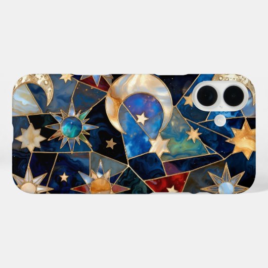 Stained Glass Celestial iPhone Case Moon Stars  Case-Mate iPhoneケース (裏面 (横))