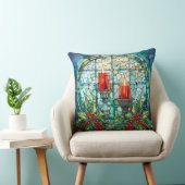 Stained Glass Christmas – Artistic Holiday Decor クッション (椅子)
